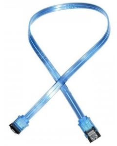 Akasa S-ATA Kabel met gehoekte aansluiting. UV-Blue. 60cm